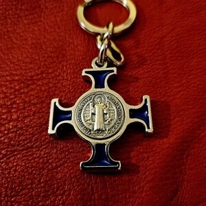 Saint Benedict Medal Keychain Latin exorsim prayer 3.3/4"L total Cross 1.5"D